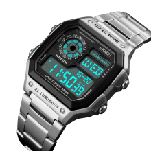 SKMEI 1335 Relojes de marca clásicos para hombre Relojes electrónicos digitales de acero inoxidable